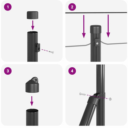 Fence Post Other 26 pcs Silver 3.2 x 3.2 x 100 cm Steel