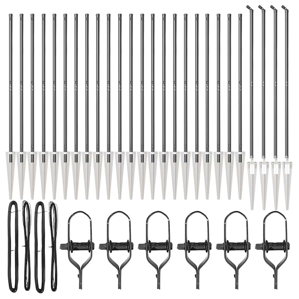 Fence Post Other 26 pcs Silver 3.2 x 3.2 x 180 cm Steel