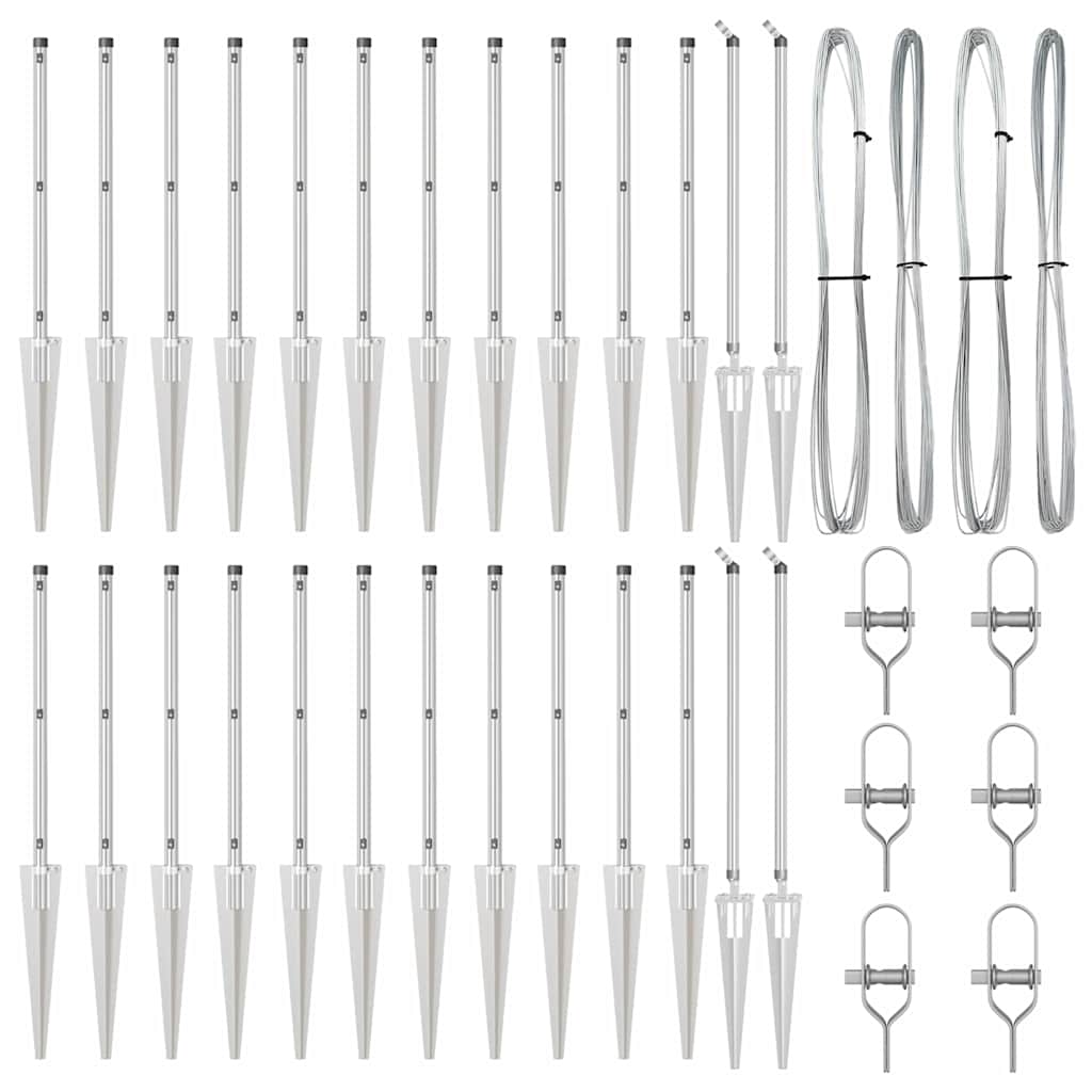 Fence Post 26 pcs Silver 3.2 x 3.2 x 100 cm Steel