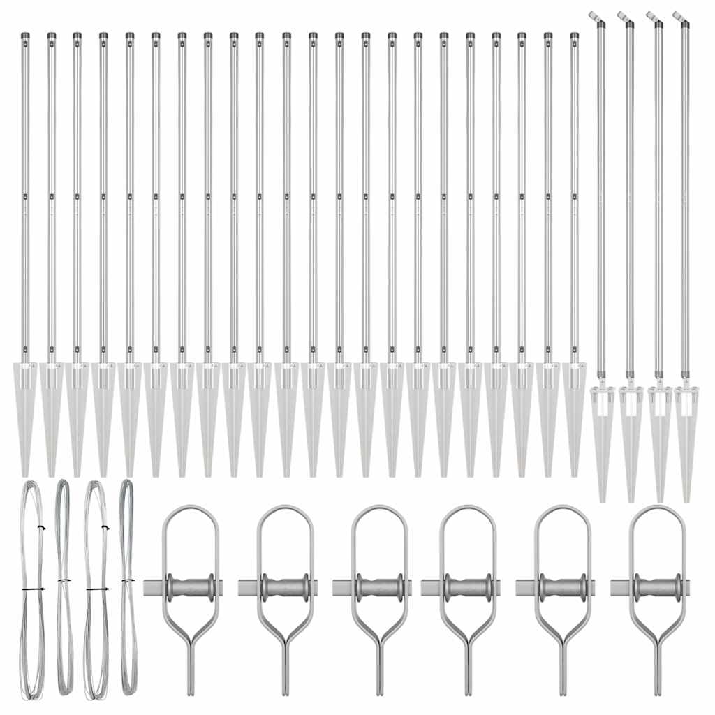 Fence Post Other 26 pcs Silver 3.2 x 3.2 x 140 cm Steel