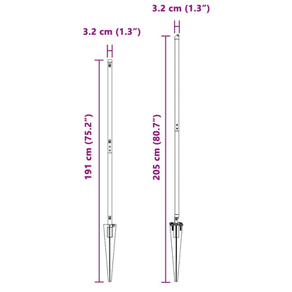 Fence Post Other 26 pcs Silver 3.2 x 3.2 x 160 cm Steel