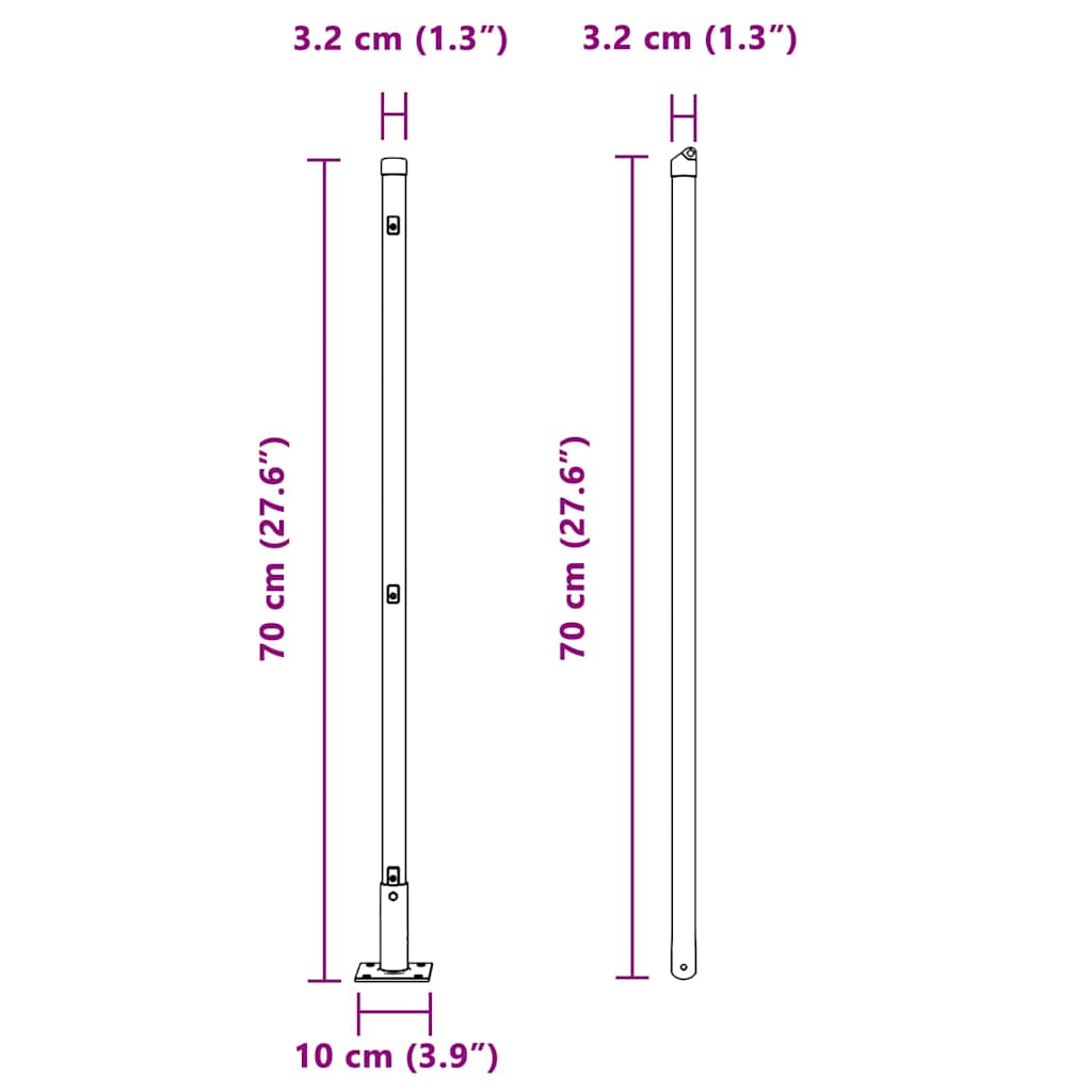 Fence Post Other 26 pcs Silver 3.2 x 3.2 x 70 cm Steel