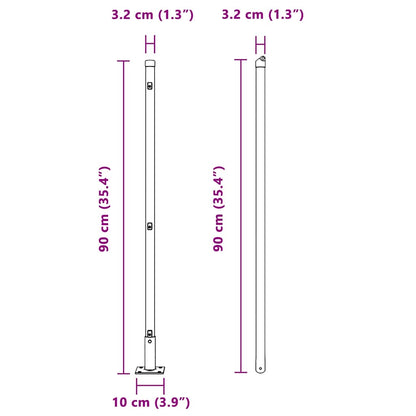 Fence Post Other 52 pcs Silver 3.2 x 3.2 x 90 cm Steel