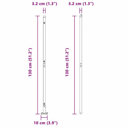 Fence Post Other 52 pcs Silver 3.2 x 3.2 x 68.5 cm Steel