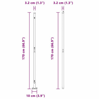 Fence Post Other 26 pcs Silver 3.2 x 3.2 x 88.5 cm Steel