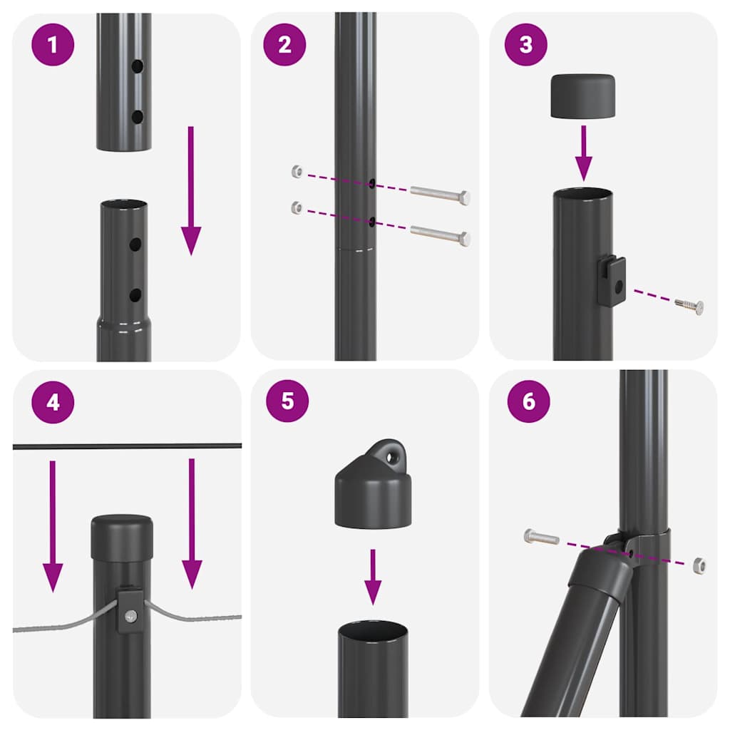 Fence Post Other 26 pcs Silver 3.2 x 3.2 x 78.5 cm Steel