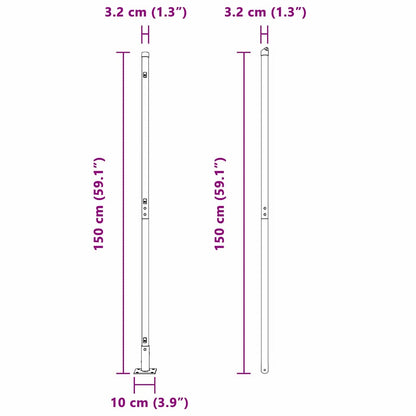 Fence Post Other 52 pcs Silver 3.2 x 3.2 x 78.5 cm Steel