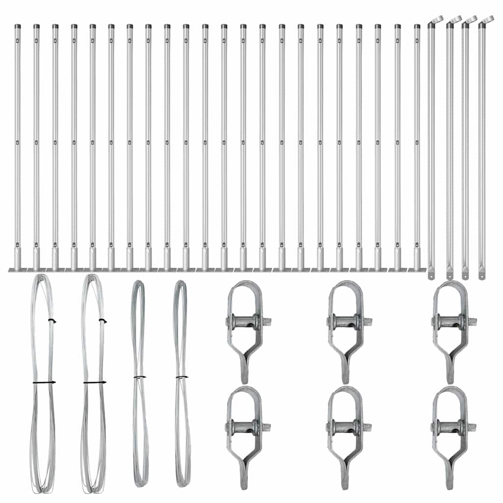 Fence Post Other 26 pcs Silver 3.2 x 3.2 x 70 cm Steel