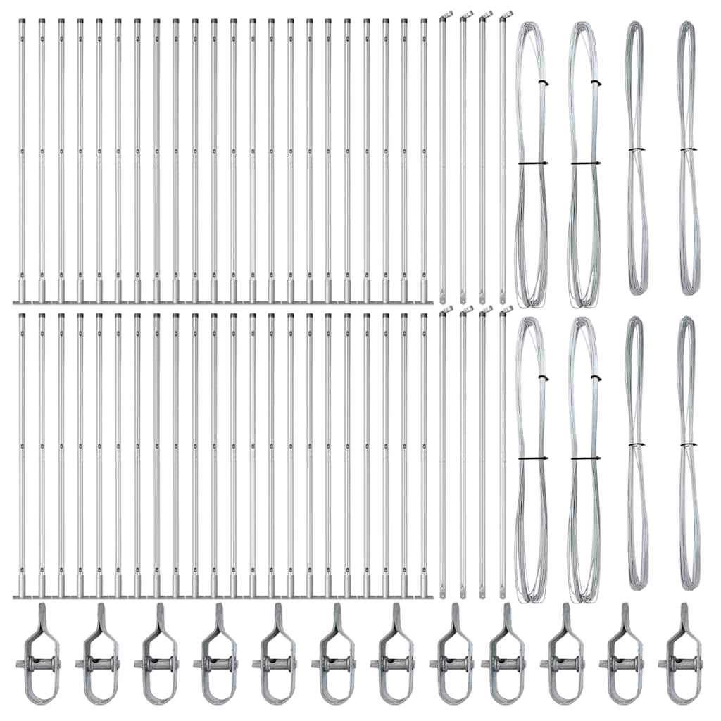Fence Post Other 52 pcs Silver 3.2 x 3.2 x 68.5 cm Steel