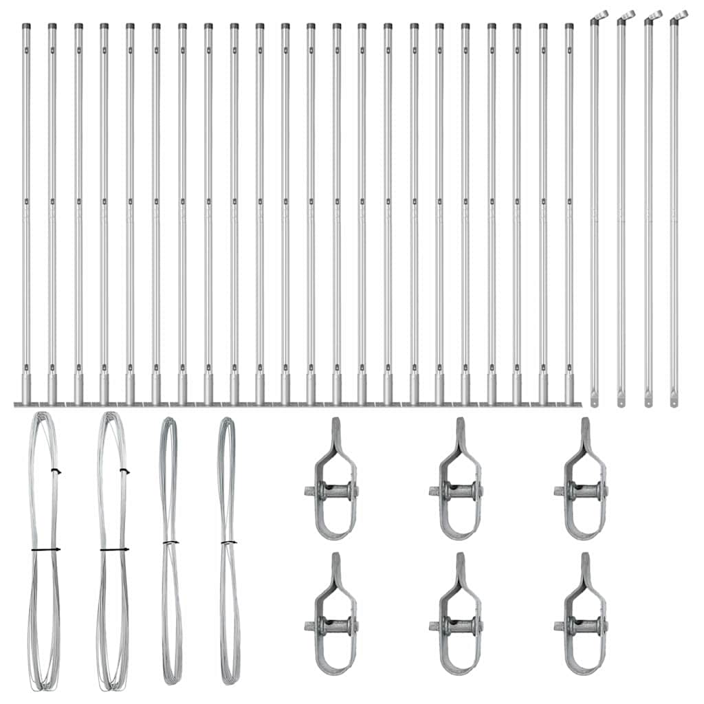 Fence Post 26 pcs Silver 3.2 x 3.2 x 78.5 cm Steel