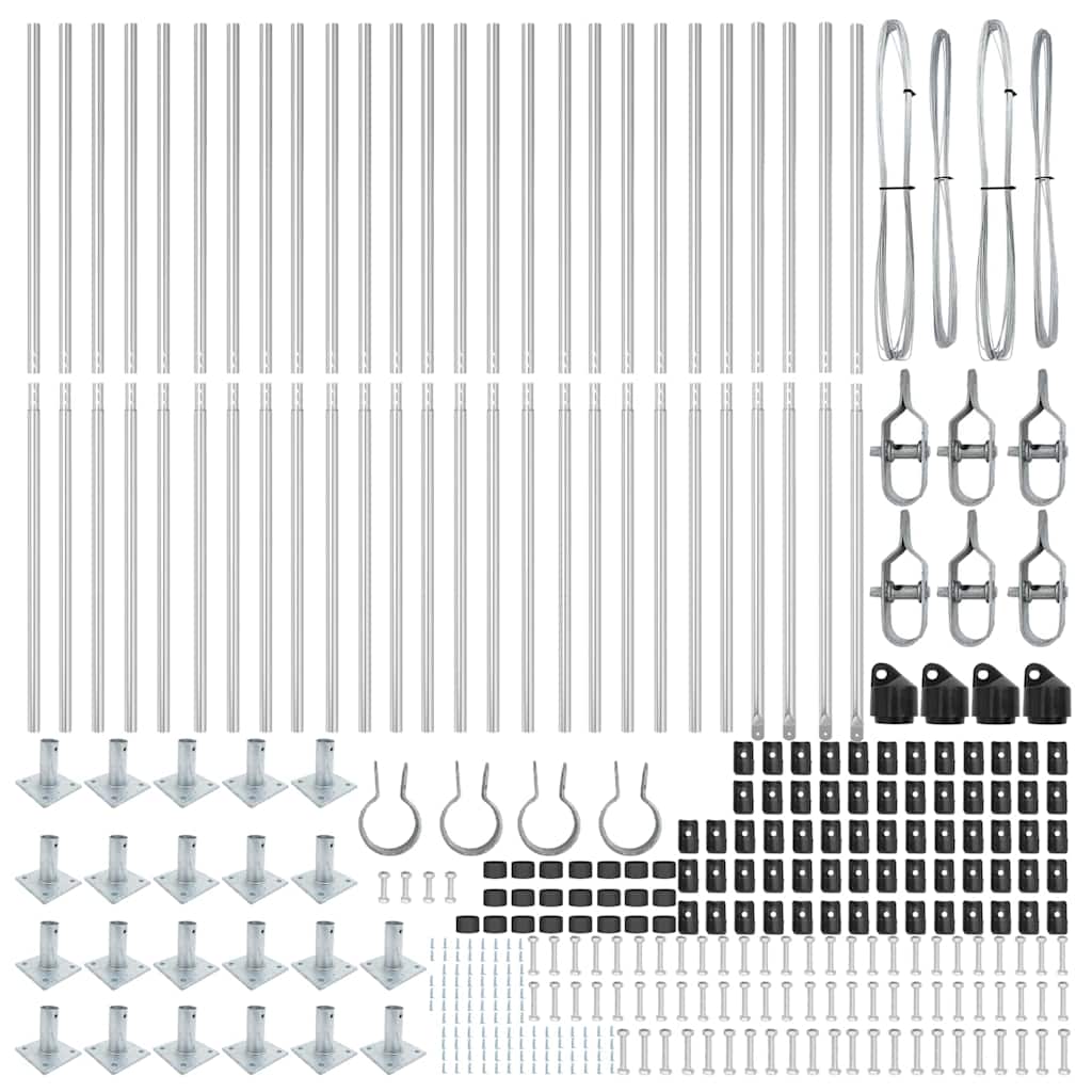 Fence Post 26 pcs Silver 3.2 x 3.2 x 78.5 cm Steel