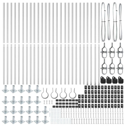 Fence Post Other 26 pcs Silver 3.2 x 3.2 x 83.5 cm Steel