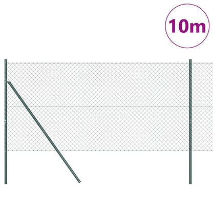 Chain Link Fence with Posts Green 1 x 10 m Steel