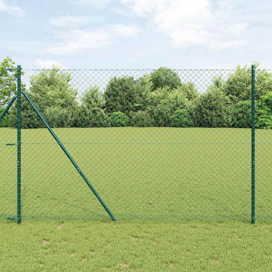 Chain Link Fence with Posts Green 1.6 x 10 m Steel