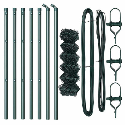 Chain Link Fence with Posts Green 0.4 x 10 m Steel