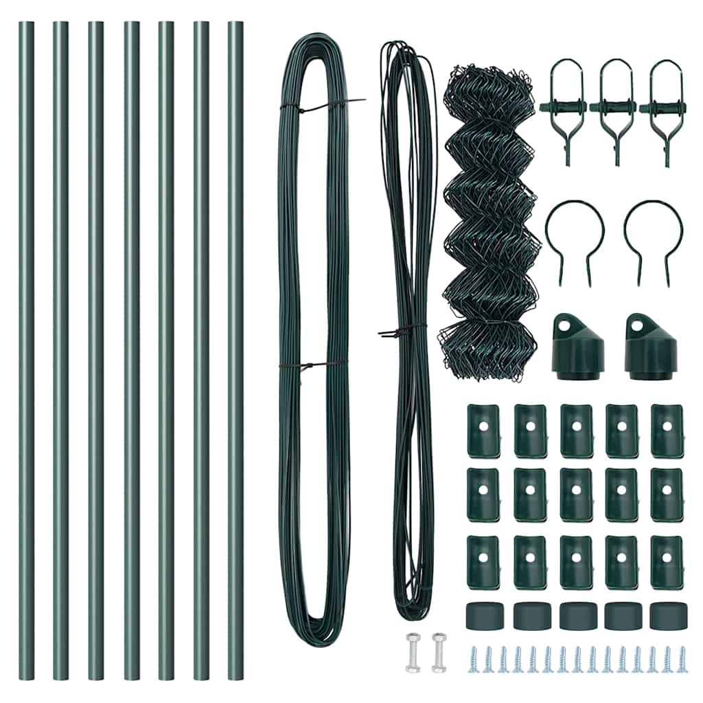 Chain Link Fence with Posts Green 0.4 x 10 m Steel