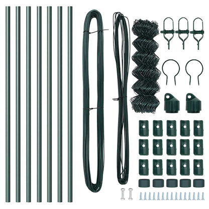 Chain Link Fence with Posts Green 0.4 x 10 m Steel