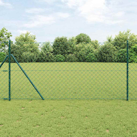 Chain Link Fence with Posts Green 1.4 x 10 m Steel