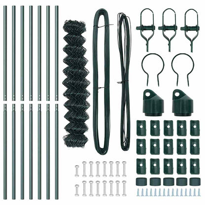 Chain Link Fence with Posts Green 1.4 x 10 m Steel