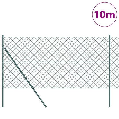 Chain Link Fence with Posts Green 1.4 x 10 m Steel