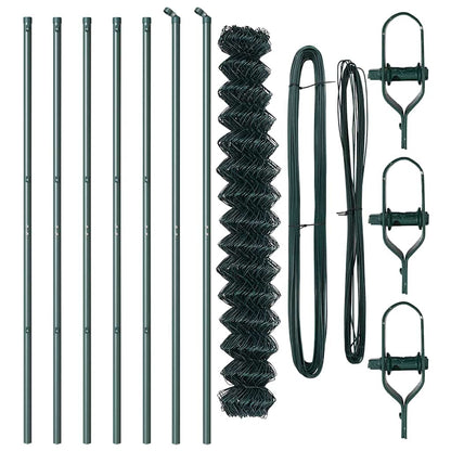 Chain Link Fence with Posts Green 1.6 x 10 m Steel
