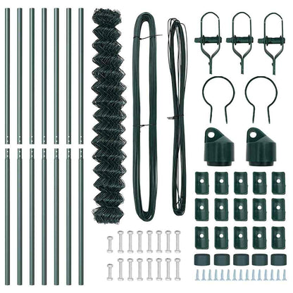 Chain Link Fence with Posts Green 1.6 x 10 m Steel