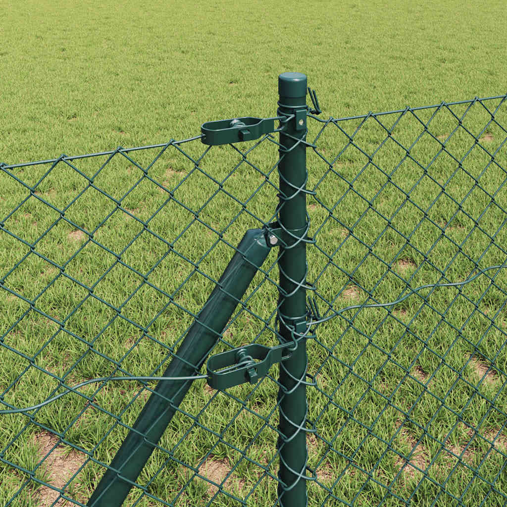 Chain Link Fence with Posts Green 0.4 x 25 m Steel