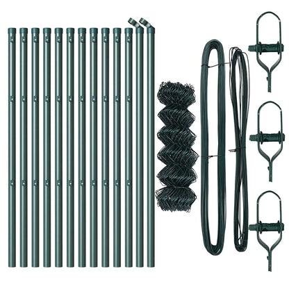 Chain Link Fence with Posts Green 0.8 x 25 m Steel