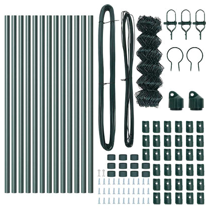 Chain Link Fence with Posts Green 0.8 x 25 m Steel