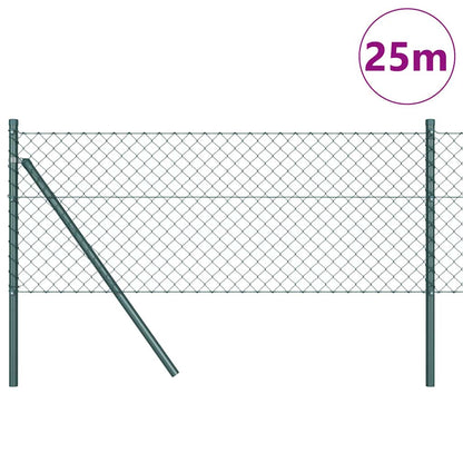Chain Link Fence with Posts Green 0.8 x 25 m Steel