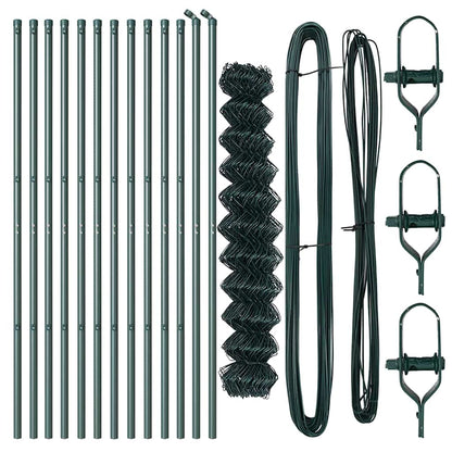 Chain Link Fence with Posts Green 1 x 25 m Steel