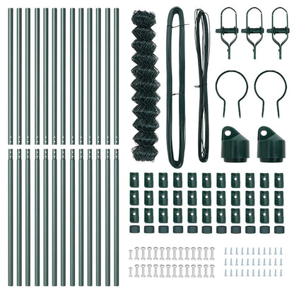 Chain Link Fence with Posts Green 1 x 25 m Steel