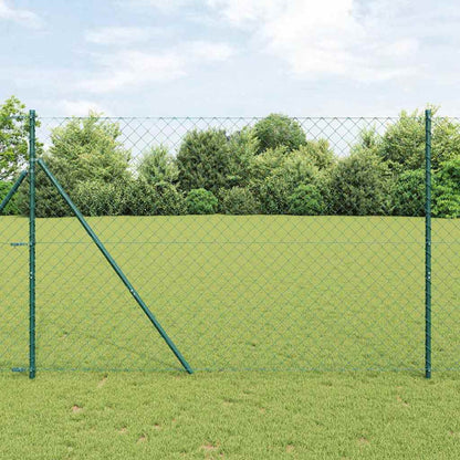 Chain Link Fence with Posts Green 1.6 x 25 m Steel