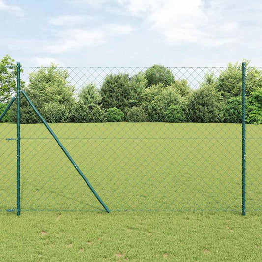 Chain Link Fence with Posts Green 1.6 x 25 m Steel