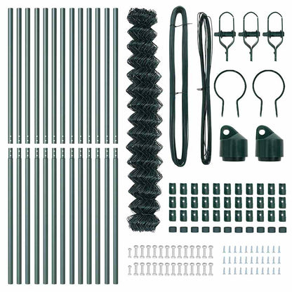 Chain Link Fence with Posts Green 1.6 x 25 m Steel