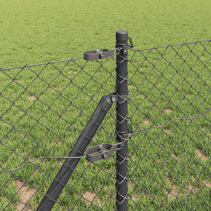 Chain Link Fence with Posts Grey 0.8 x 10 m Steel