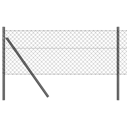 Chain Link Fence with Posts Grey 0.8 x 10 m Steel