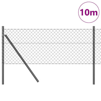 Chain Link Fence with Posts Grey 0.8 x 10 m Steel