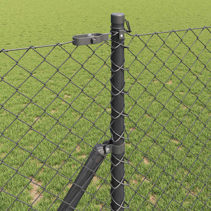 Chain Link Fence with Posts Grey 1.4 x 10 m Steel