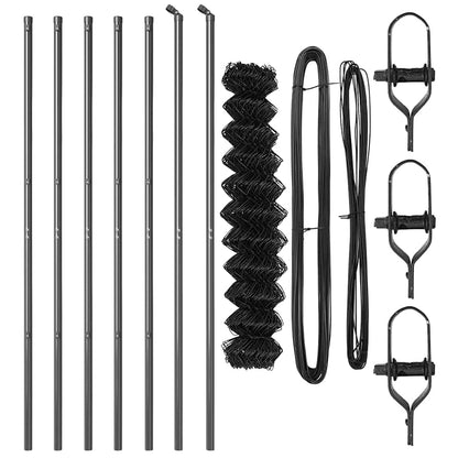 Chain Link Fence with Posts Grey 1.4 x 10 m Steel