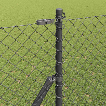 Chain Link Fence with Posts Grey 1.5 x 10 m Steel