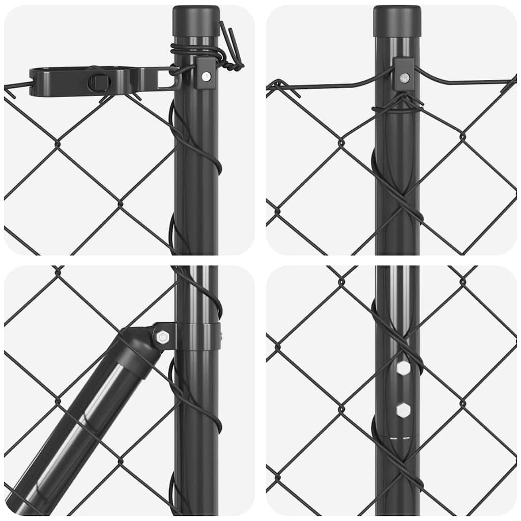 Chain Link Fence with Posts Grey 1.2 x 10 m Steel