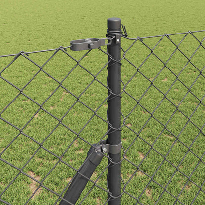 Chain Link Fence with Posts Grey 1.2 x 10 m Steel