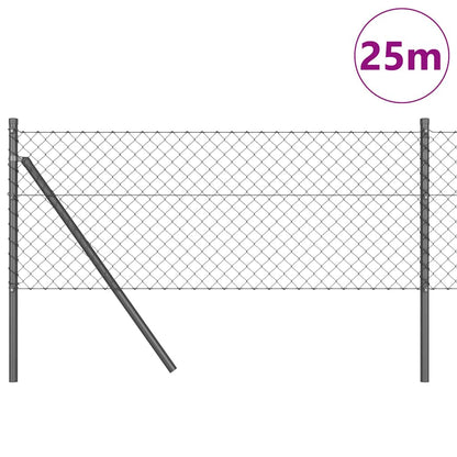Chain Link Fence with Posts Grey 0.6 x 25 m Steel