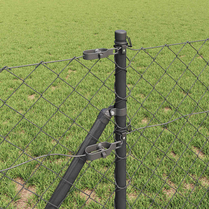 Chain Link Fence with Posts Grey 0.6 x 25 m Steel