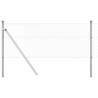 Chain Link Fence with Posts Silver 0.6 x 10 m Steel