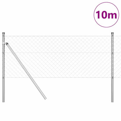 Chain Link Fence with Posts Silver 0.6 x 10 m Steel