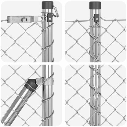 Chain Link Fence with Posts Silver 1.2 x 10 m Steel
