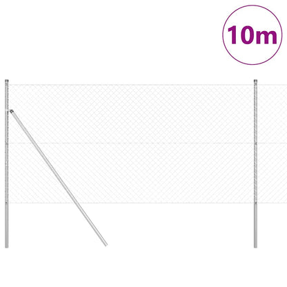 Chain Link Fence with Posts Silver 1.2 x 10 m Steel