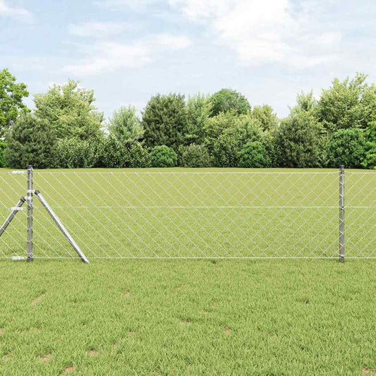 Chain Link Fence with Posts Silver 0.6 x 10 m Steel